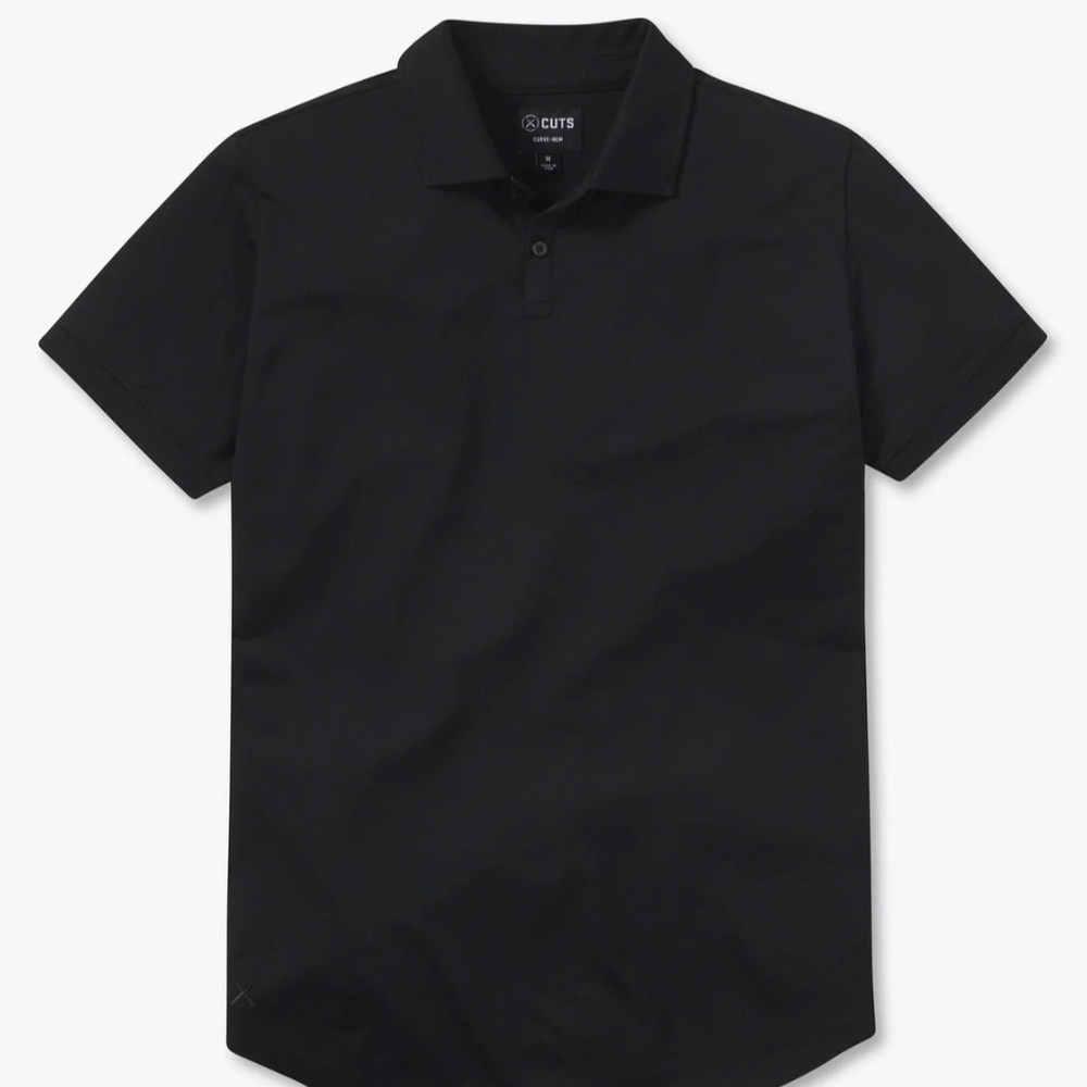Cuts Men's Black Polo Shirt, Medium